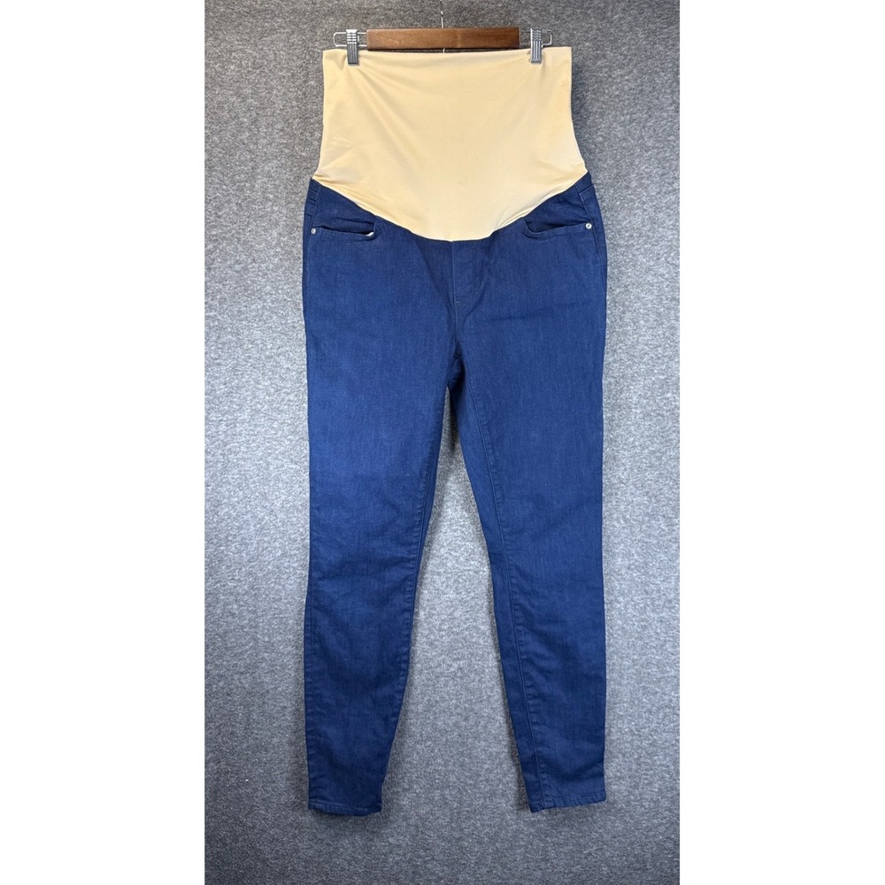 NWT LOFT Maternity Jeans Women 12 Blue Over The Belly Skinny Dark Wash Stretchy